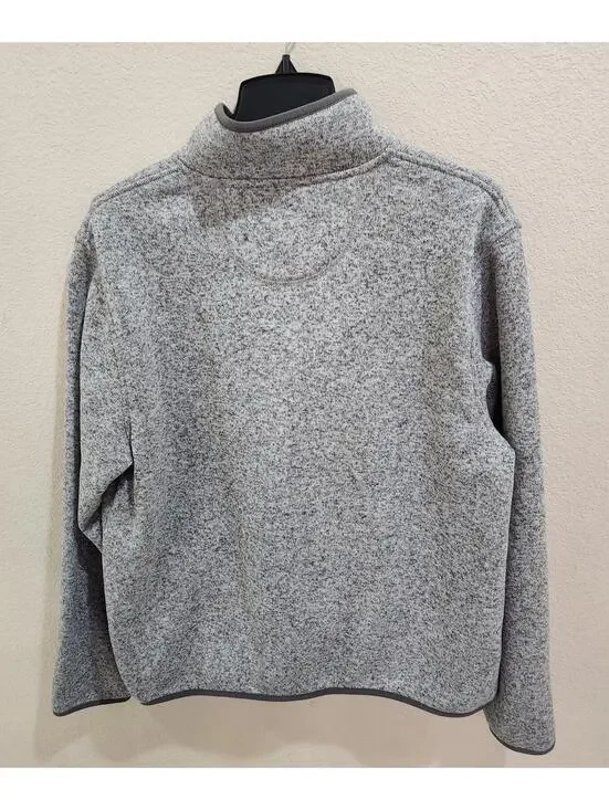 LL Bean Snap Fleece Gray Pullover Sweater Jacket Mens Size Large Slightly Fitted - Picture 9 of 9